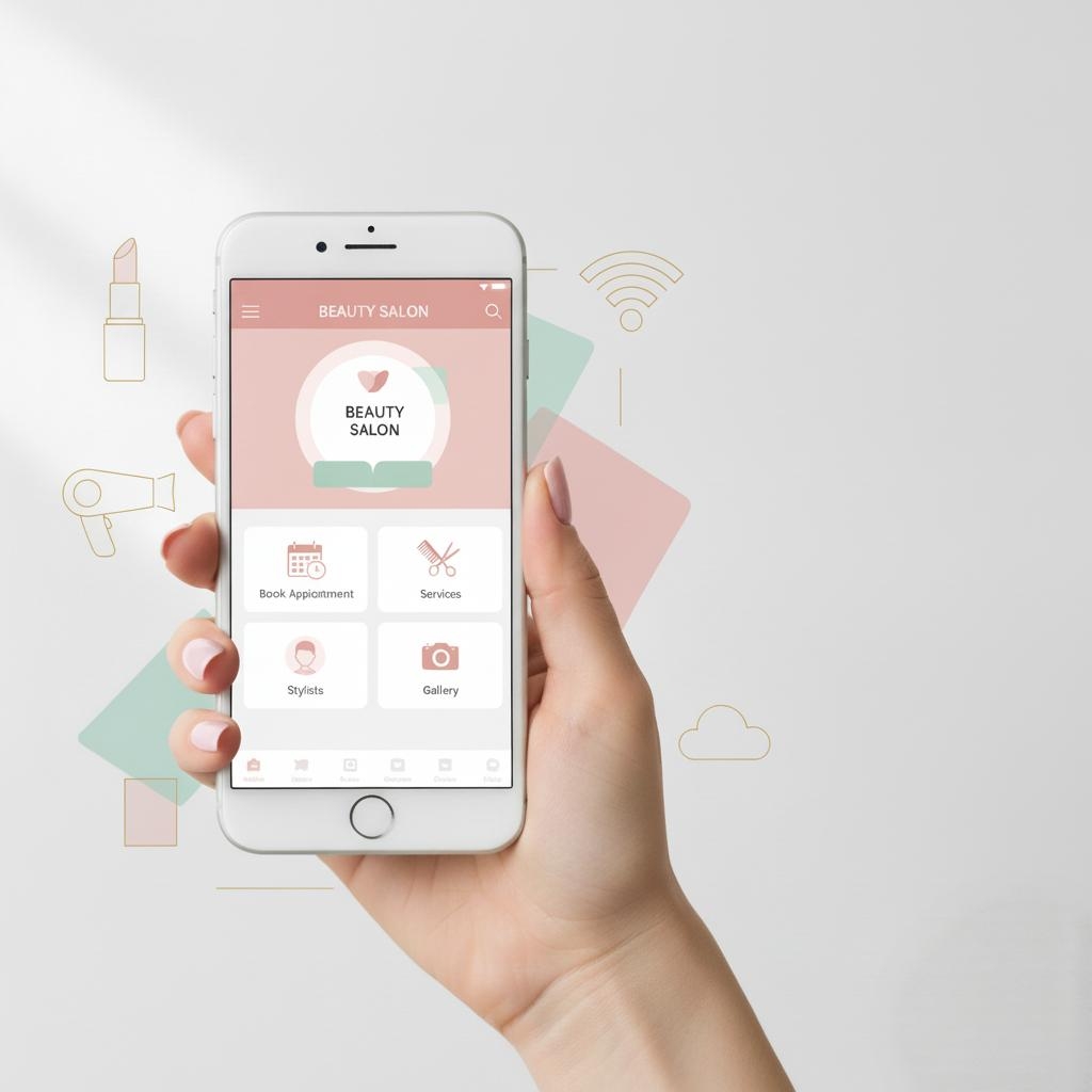 Beauty salon app displayed on smartphone screen