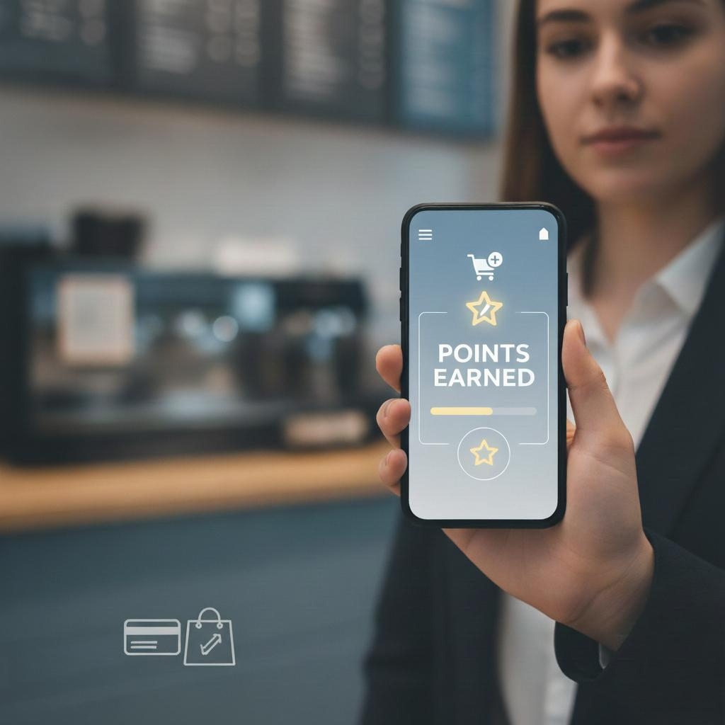 Customer using loyalty app to earn points