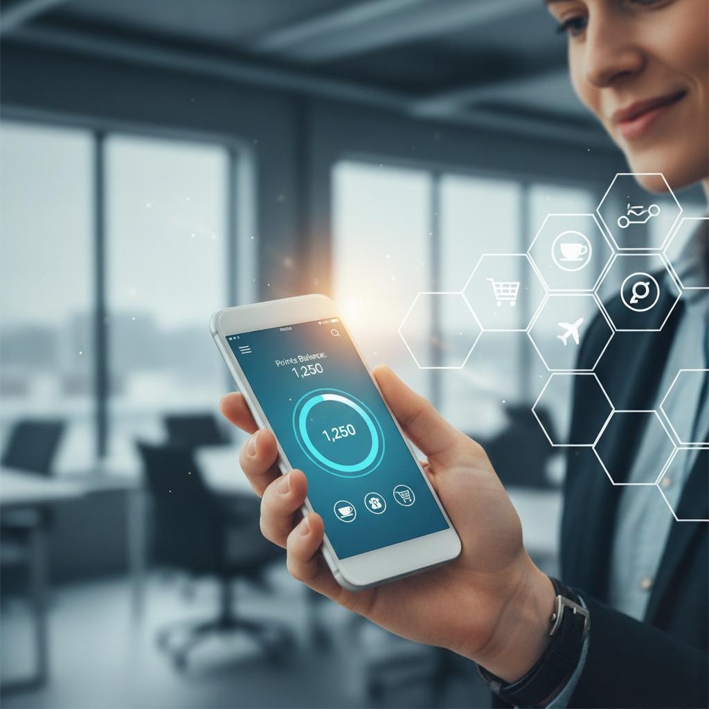 customer using mobile loyalty points app