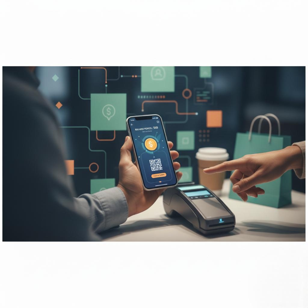 Customers using digital loyalty app to collect rewards