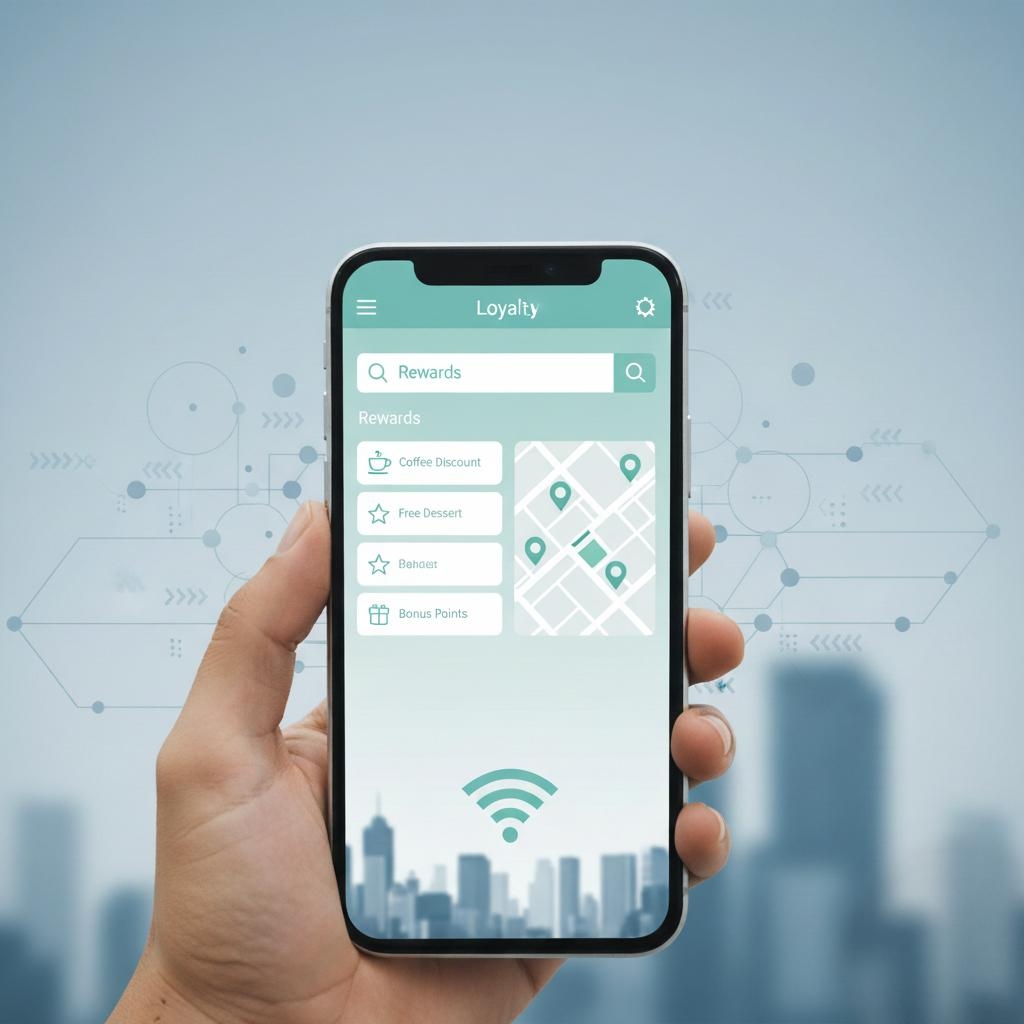 Digital loyalty app displaying rewards and locator