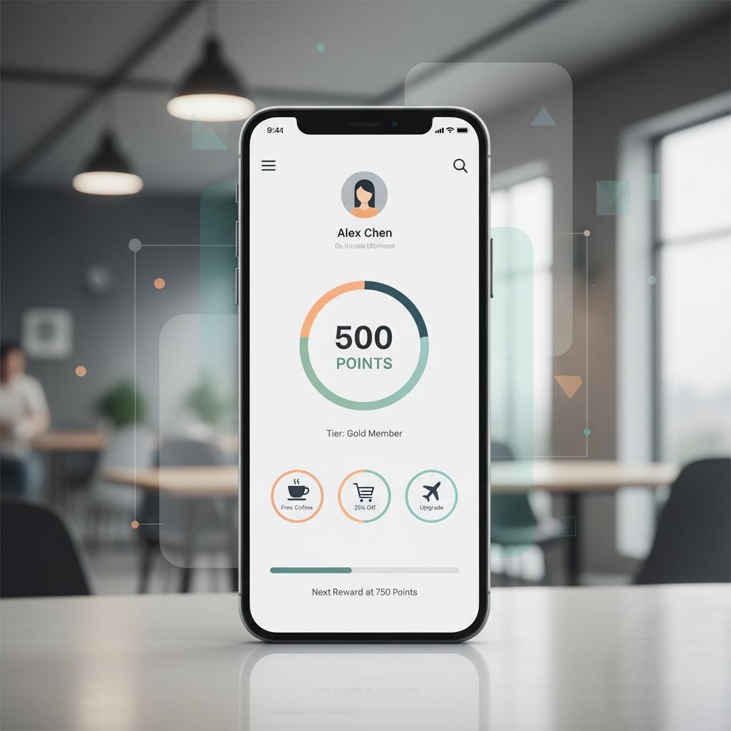 digital loyalty app showing reward points system