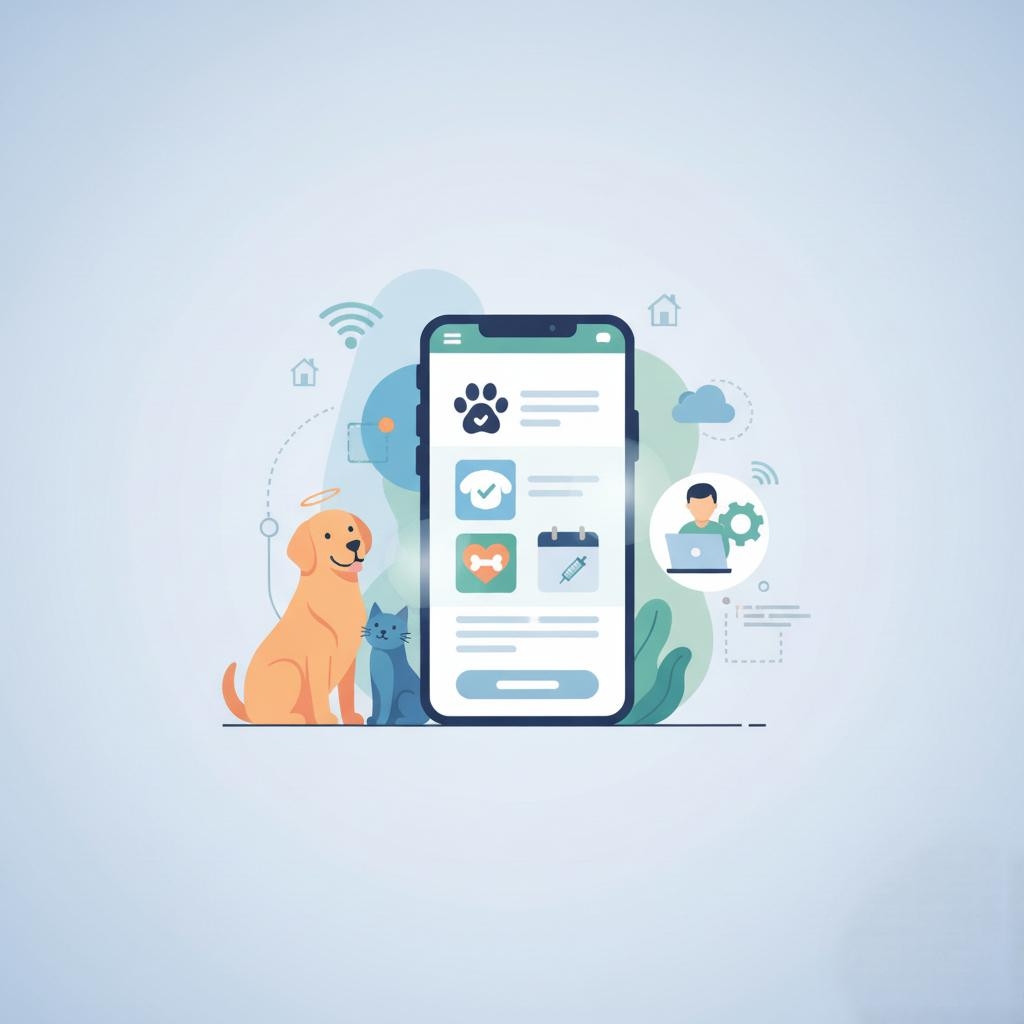  Pet care app development illustration for pet owners and devs